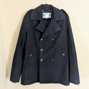 Gant by Michael Bastian Navy Moleskin Pea Coat Preppy Metal Buttons Men's Size M